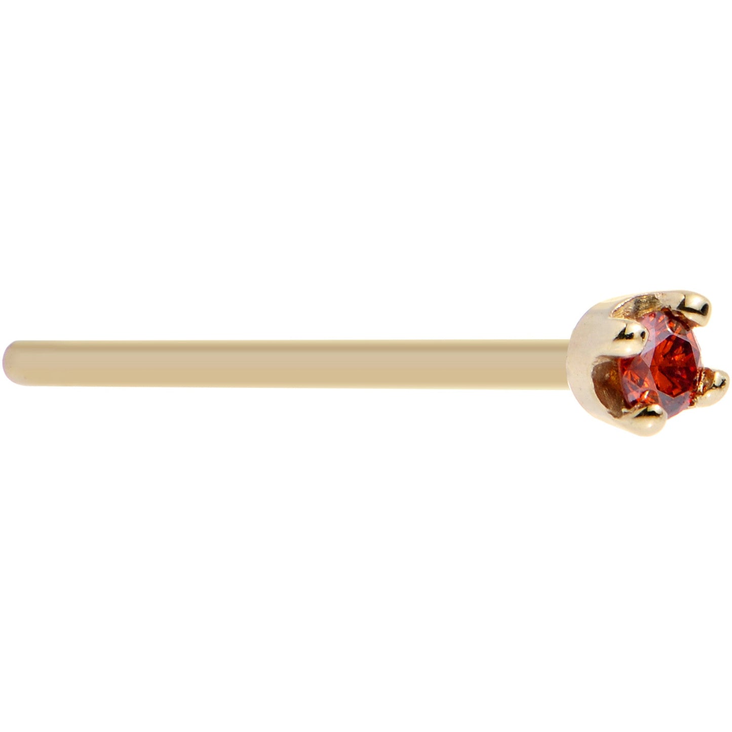 14k Yellow Gold 2mm Lab Grown Red Diamond Nose Ring