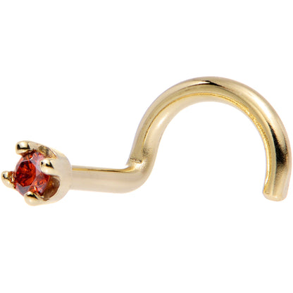 14k Yellow Gold 2mm Lab Grown Red Diamond Nose Ring