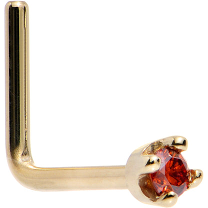 14k Yellow Gold 2mm Lab Grown Red Diamond Nose Ring