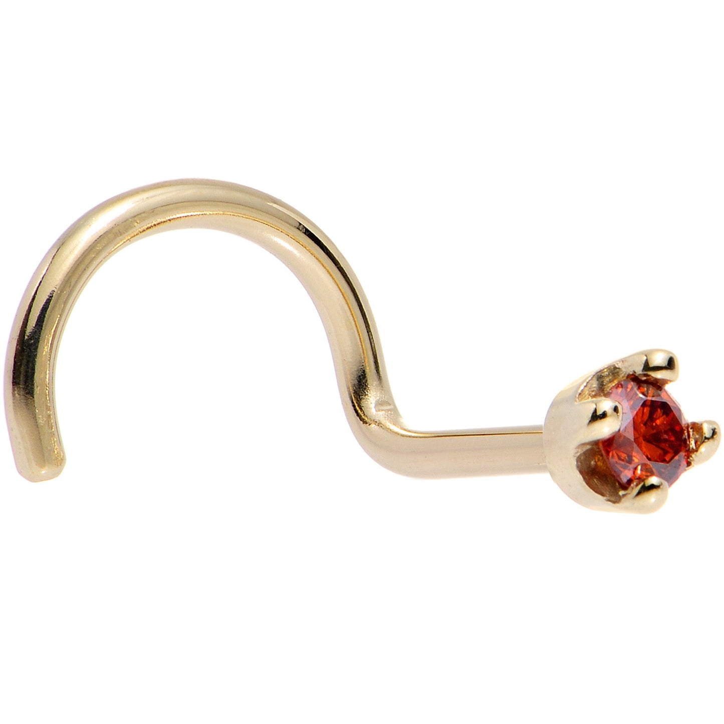 14k Yellow Gold 2mm Lab Grown Red Diamond Nose Ring