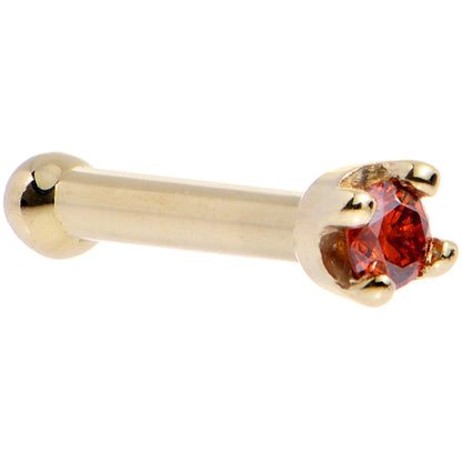 14k Yellow Gold 2mm Lab Grown Red Diamond Nose Ring