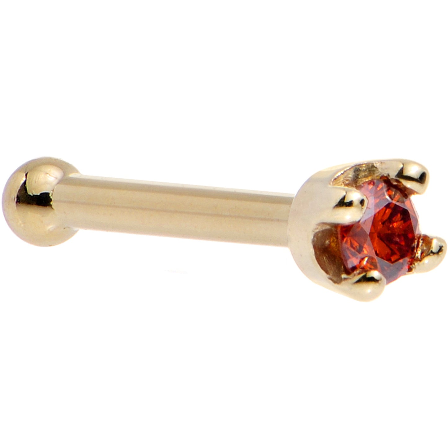 14k Yellow Gold 2mm Lab Grown Red Diamond Nose Ring