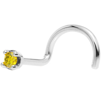 14k White Gold 2mm Lab Grown Yellow Diamond Nose Ring