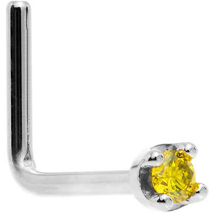 14k White Gold 2mm Lab Grown Yellow Diamond Nose Ring