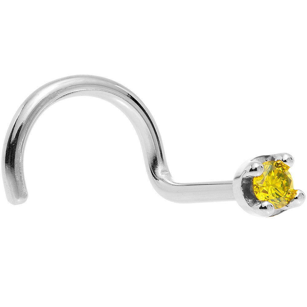 14k White Gold 2mm Lab Grown Yellow Diamond Nose Ring