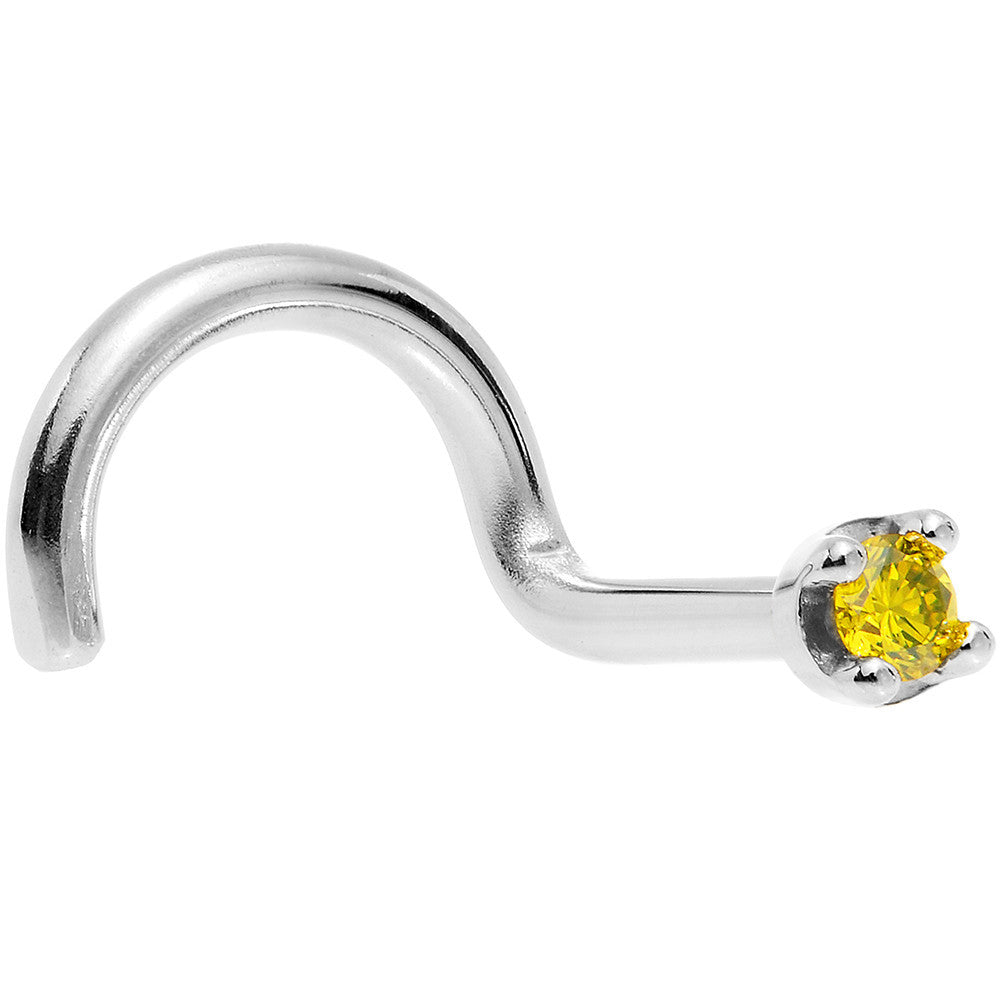 14k White Gold 2mm Lab Grown Yellow Diamond Nose Ring