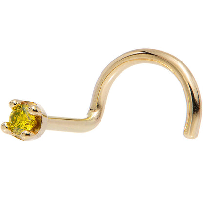 14k Yellow Gold 2mm Lab Grown Yellow Diamond Nose Ring