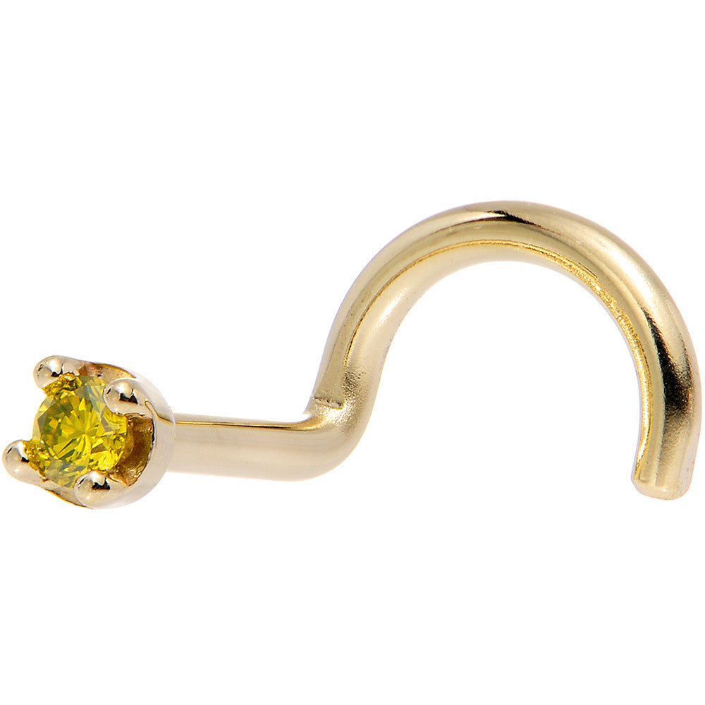 14k Yellow Gold 2mm Lab Grown Yellow Diamond Nose Ring