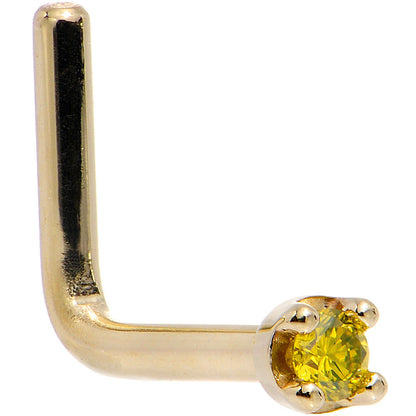 14k Yellow Gold 2mm Lab Grown Yellow Diamond Nose Ring