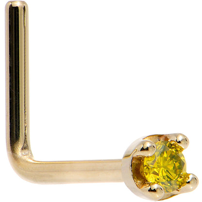 14k Yellow Gold 2mm Lab Grown Yellow Diamond Nose Ring