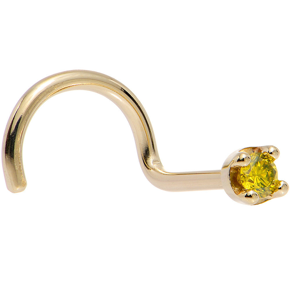 14k Yellow Gold 2mm Lab Grown Yellow Diamond Nose Ring