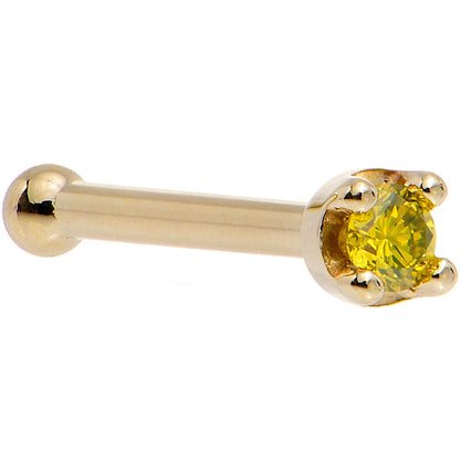 14k Yellow Gold 2mm Lab Grown Yellow Diamond Nose Ring