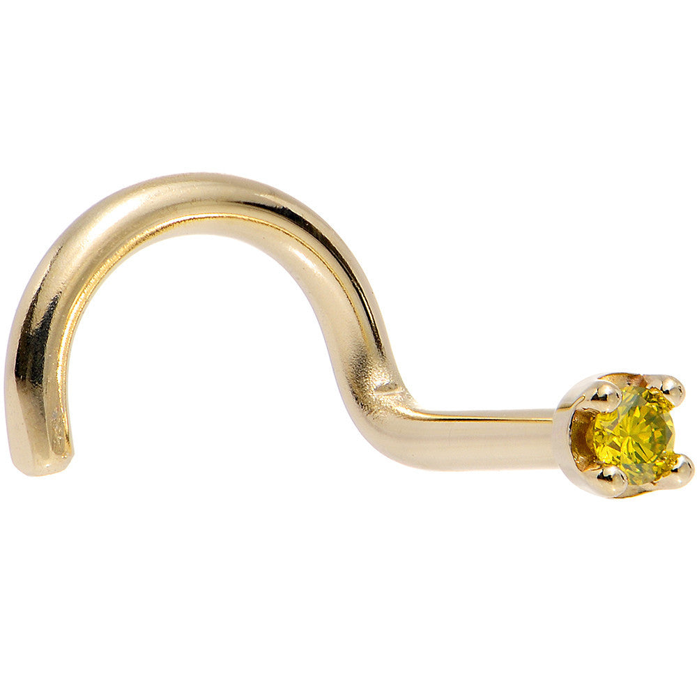14k Yellow Gold 2mm Lab Grown Yellow Diamond Nose Ring