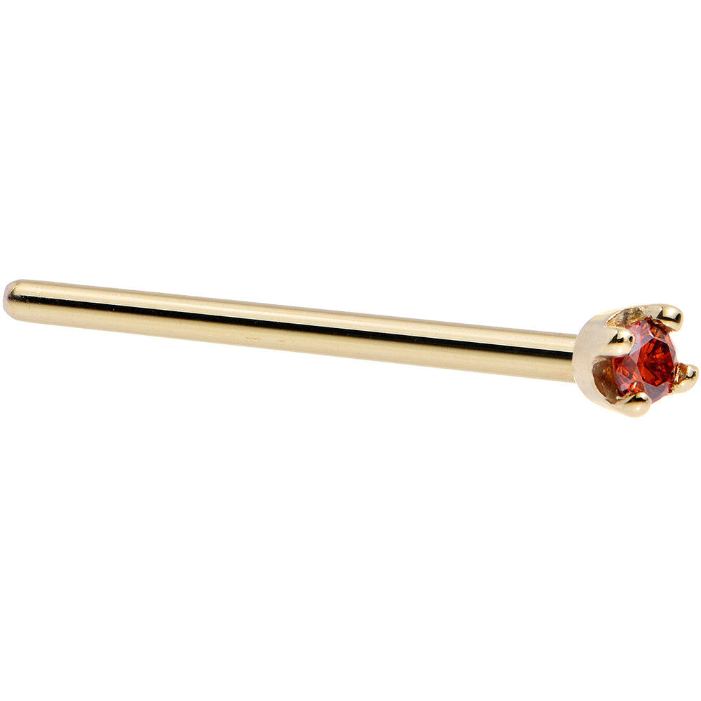 14k Yellow Gold 2mm Lab Grown Red Diamond Nose Ring