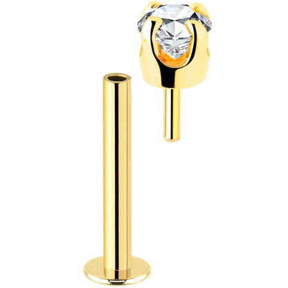 14k Yellow Gold Flat Back Earring with 3mm Lab Grown Diamond Handmade