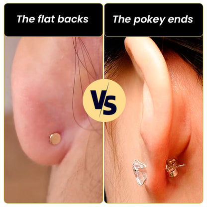 14k Yellow Gold Flat Back Earring with 3mm Lab Grown Diamond Handmade