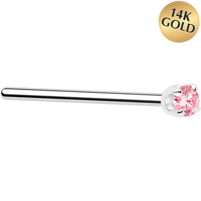 14k White Gold 2mm Lab Grown Pink Diamond Nose Ring