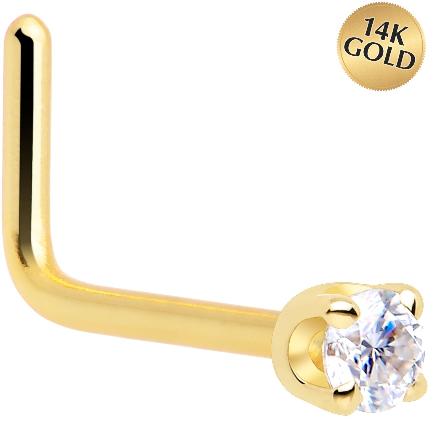 14k Yellow Gold 2mm Moissanite Nose Ring