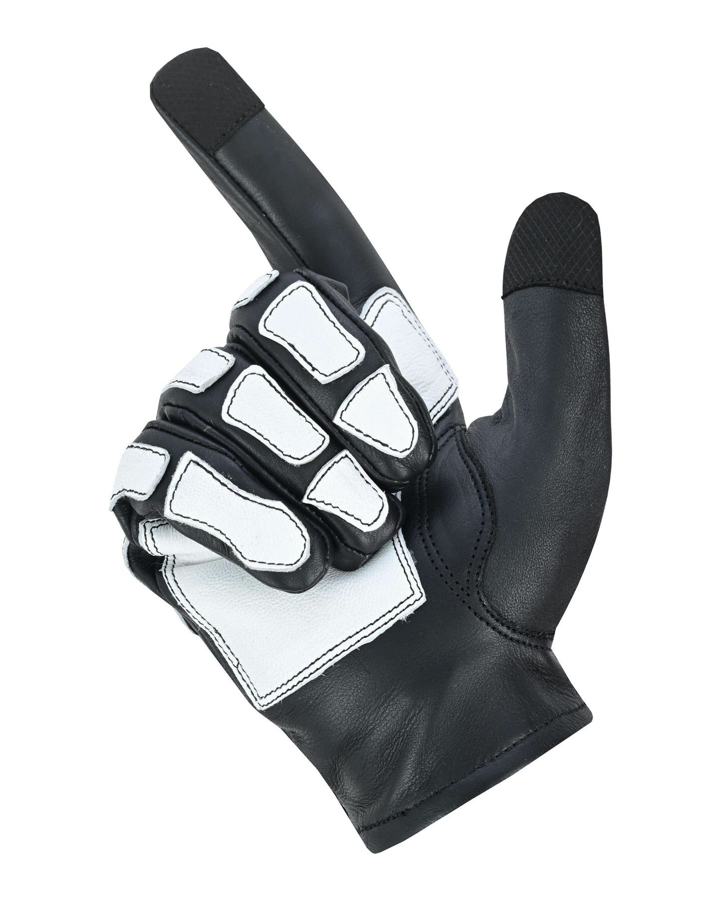 SkullTrail Men's leather  gloves Black & White