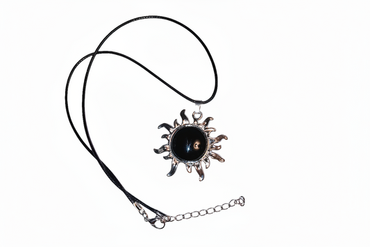 Onyx Sun Pendant Necklace