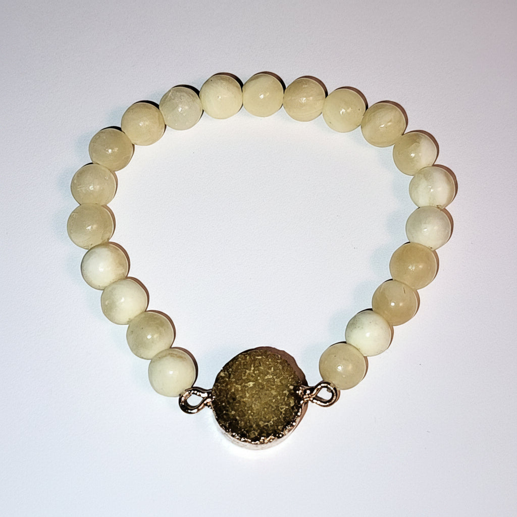 Calcite Bracelet with Druzy Charm