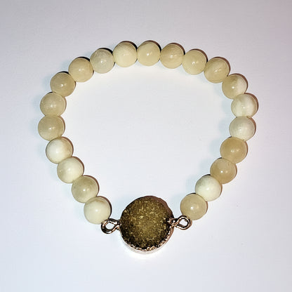 Calcite Bracelet with Druzy Charm