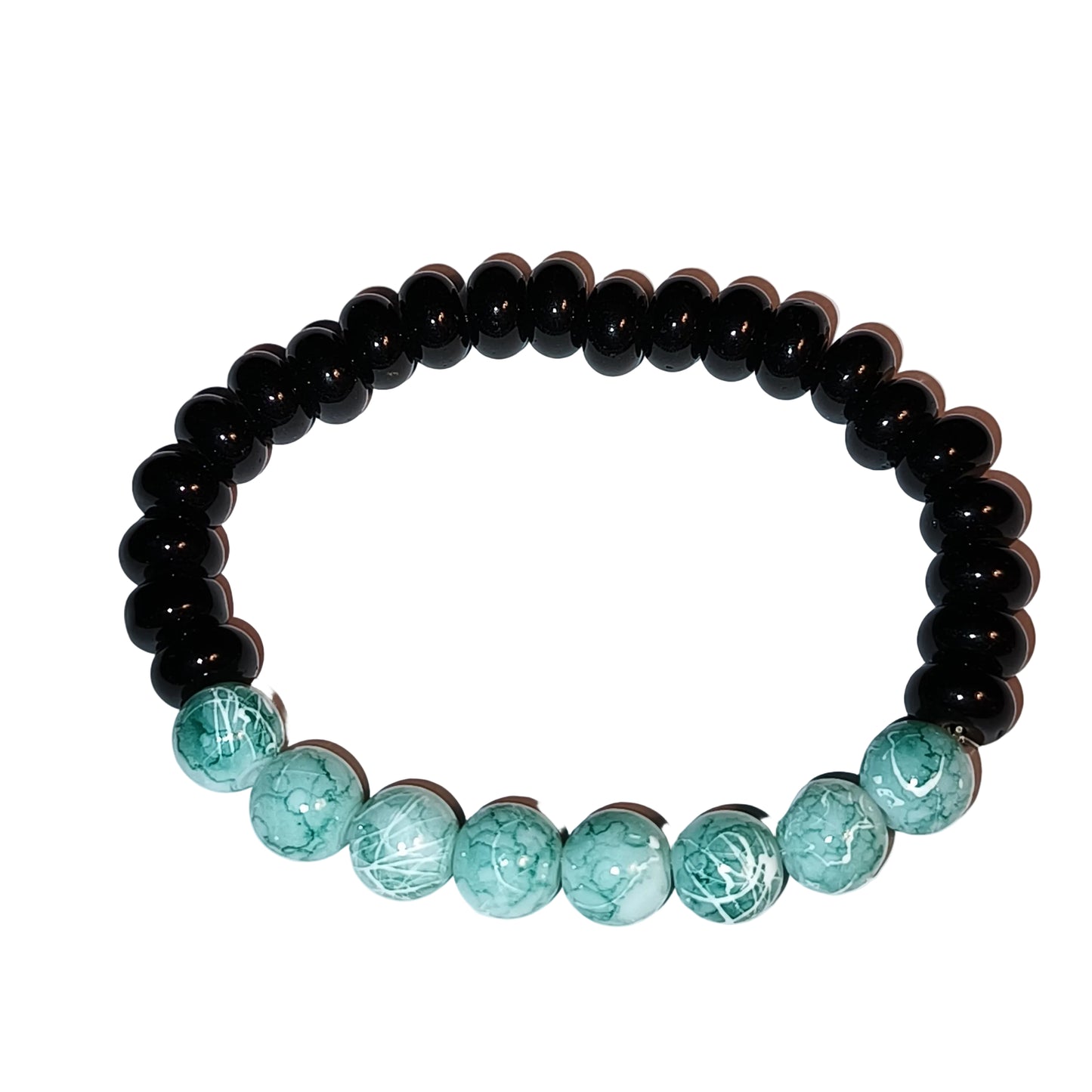 Dyed Agate and Black Agate Bracelet