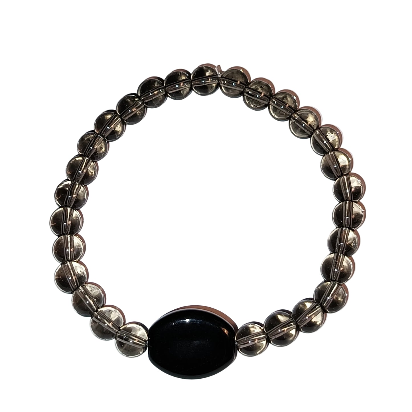 Smokey Quarts with Onxy Bead Bracelet
