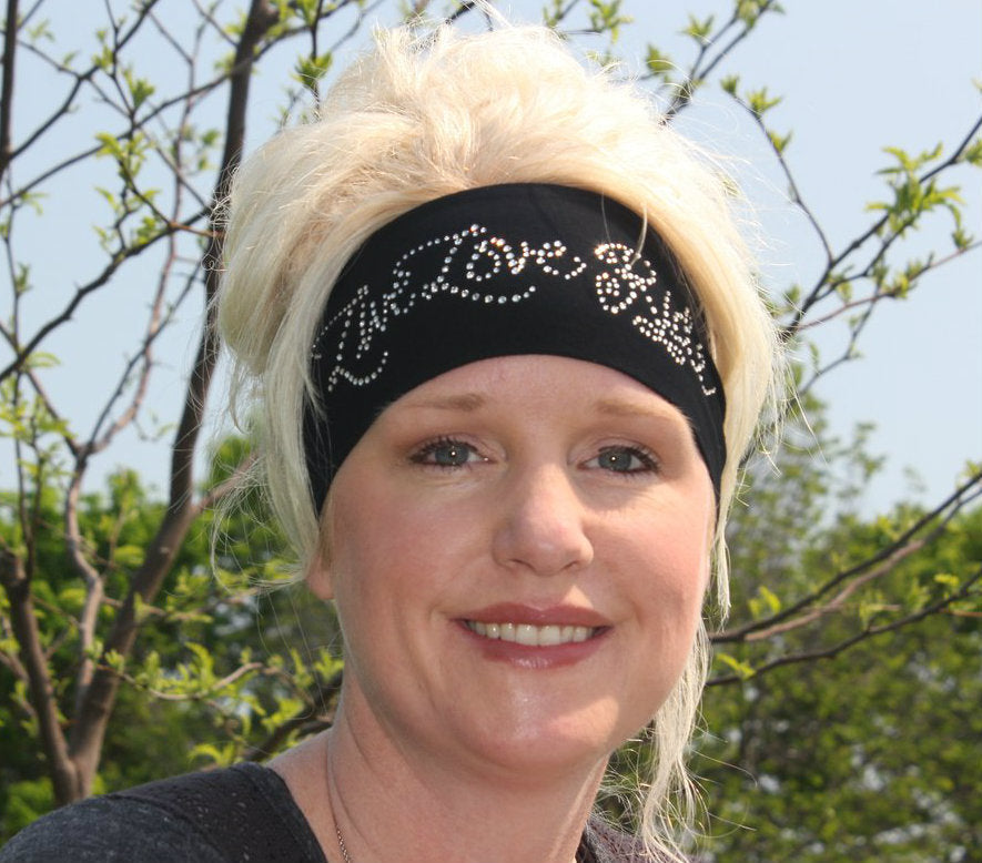 Tie-back Stretchy Rhinestone Bandana Live Love Ride Design