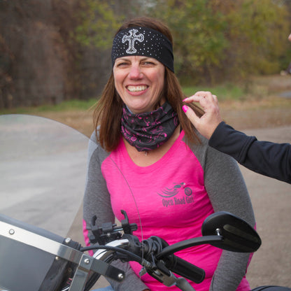 Tie-back Stretchy Rhinestone Bandana Cross with Scatter Stones Design