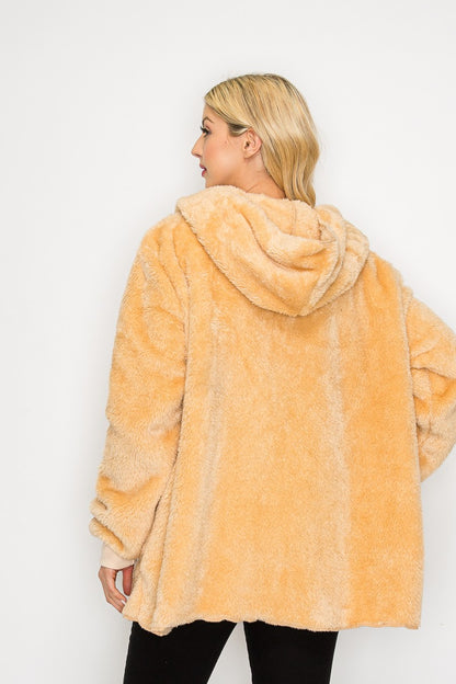 Fleece Jacket With Pocket - Beige