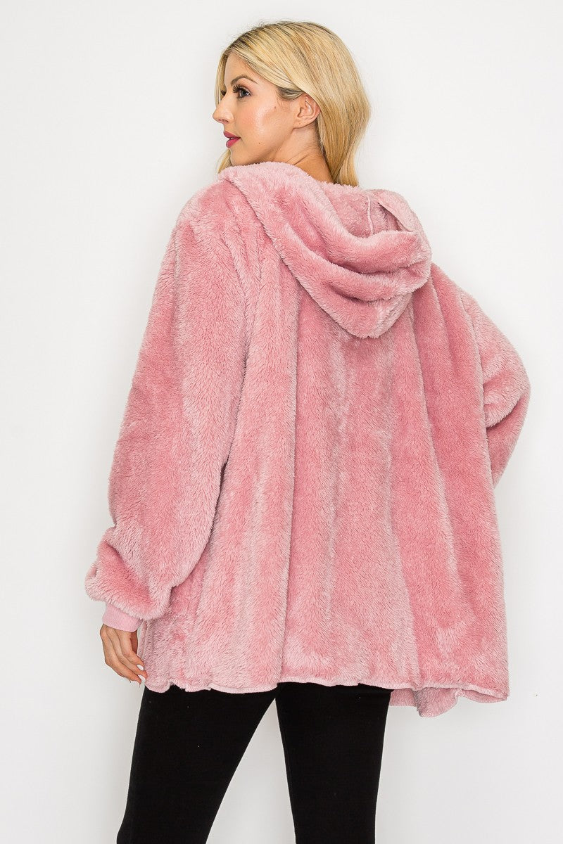 Fleece Jacket With Pocket - Mauve