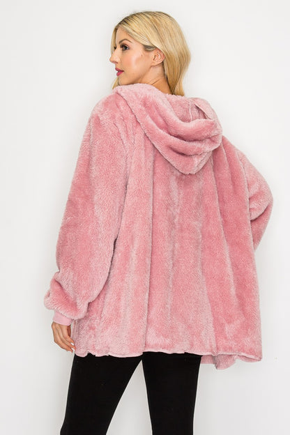 Fleece Jacket With Pocket - Mauve