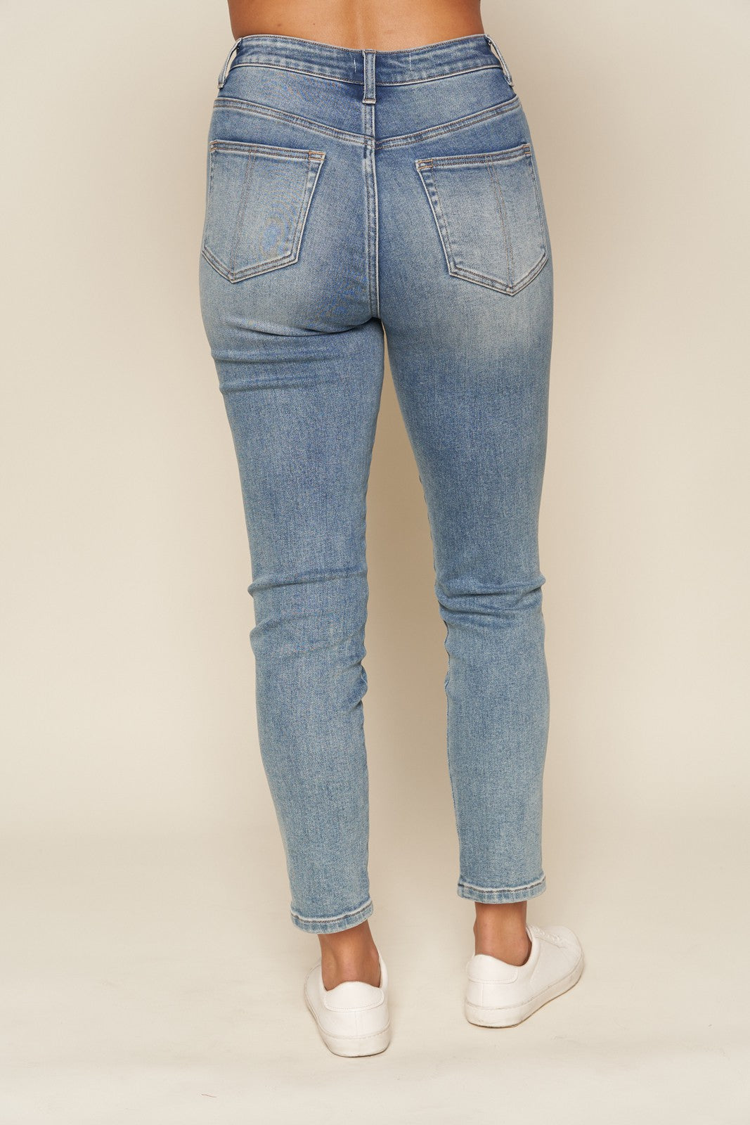 Stretch High Rise Ankle Girl-friend Jeans