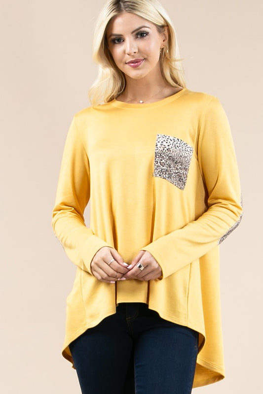 Animal Print Detail French Terry Tunic