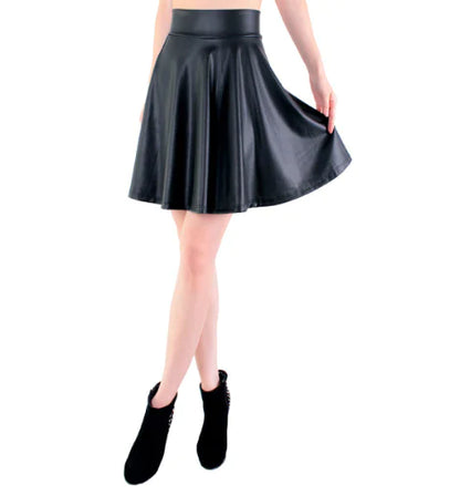 Women's Faux Leather A-Line Midi Skirt