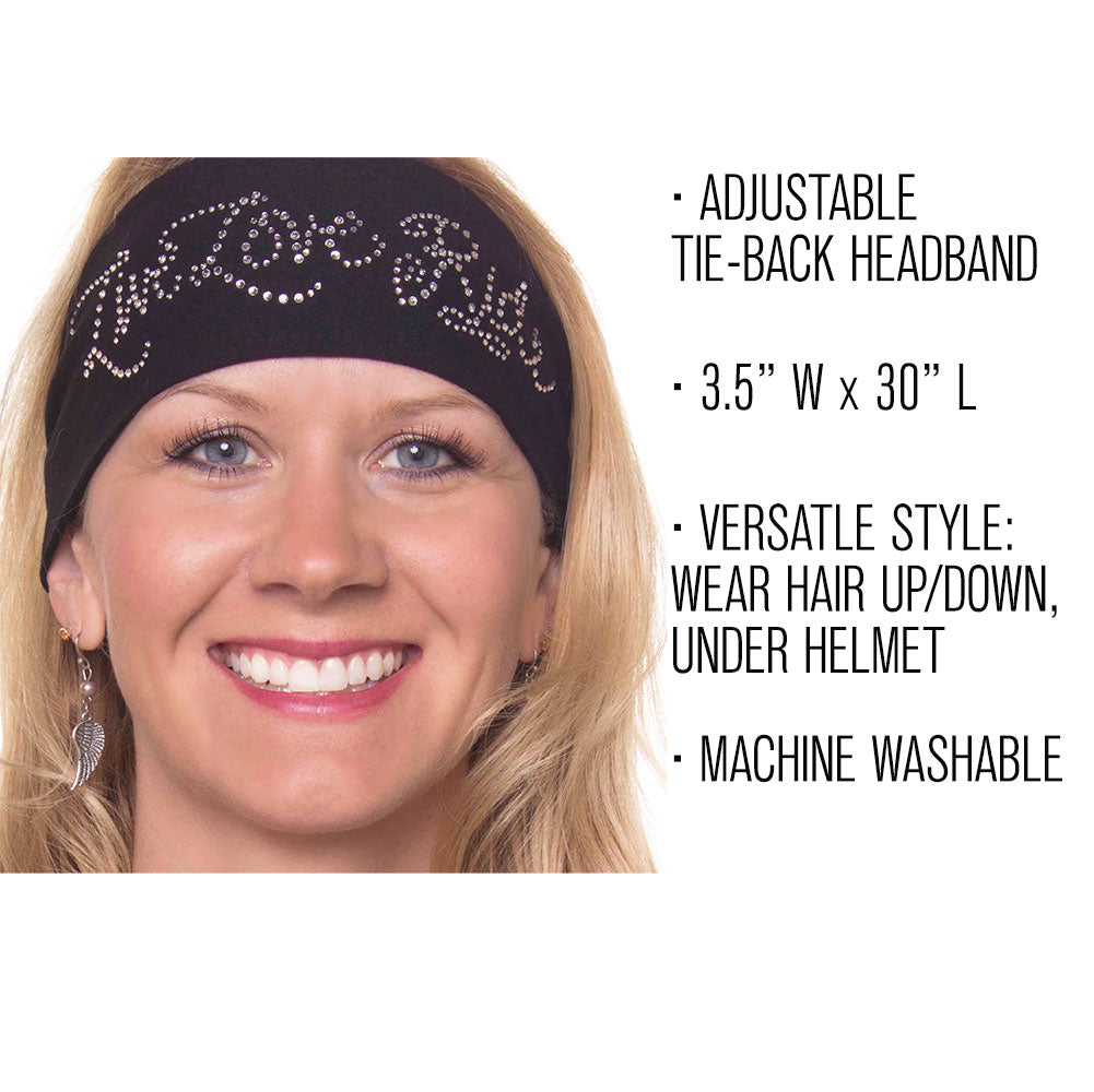 Tie-back Stretchy Rhinestone Bandana Live Love Ride Design