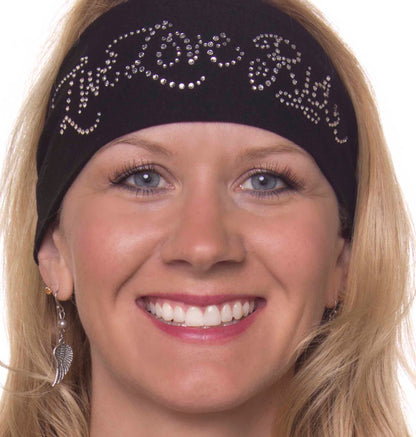 Tie-back Stretchy Rhinestone Bandana Live Love Ride Design