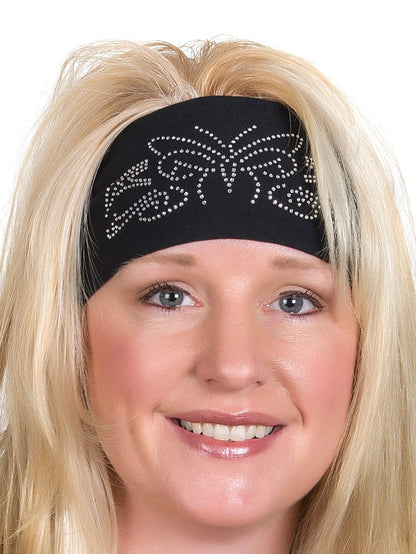 Tie-back Stretchy Rhinestone Bandana Tribal Butterfly Design, 3 Colors