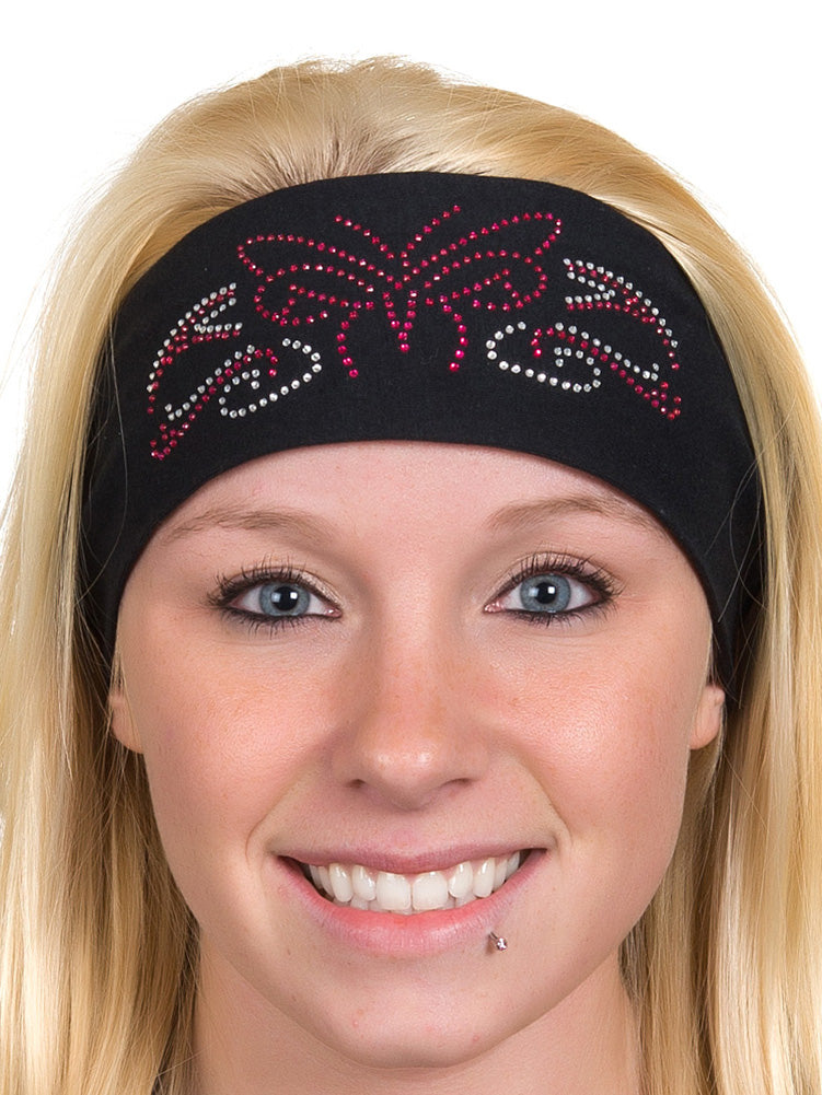 Tie-back Stretchy Rhinestone Bandana Tribal Butterfly Design, 3 Colors