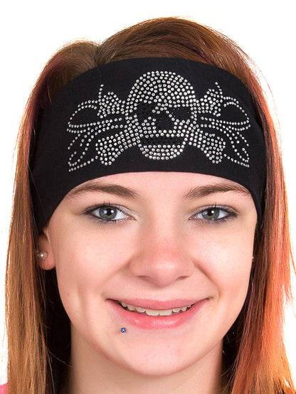 Tie-back Stretchy Rhinestone Bandana Skull Design, 2 Colors