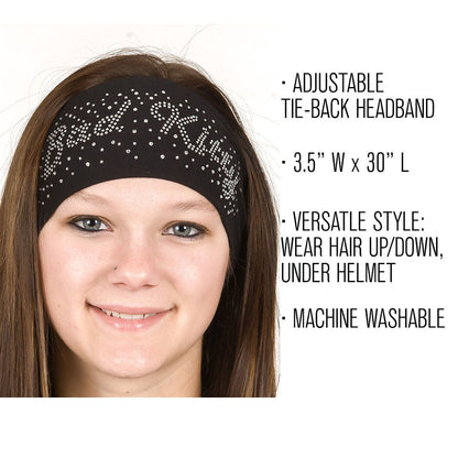 Tie-back Stretchy Rhinestone Bandana Bad Kitty Design, 2 Colors