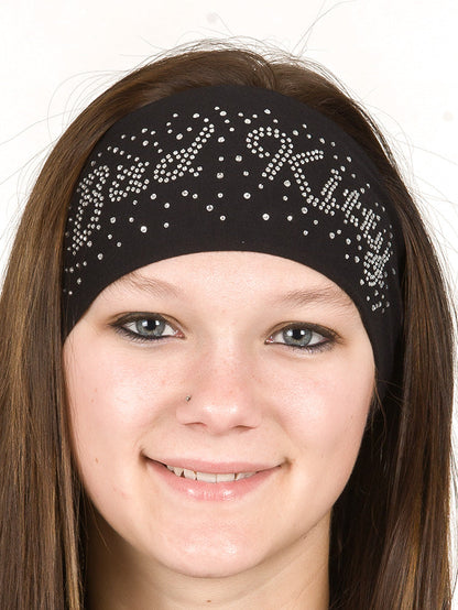Tie-back Stretchy Rhinestone Bandana Bad Kitty Design, 2 Colors