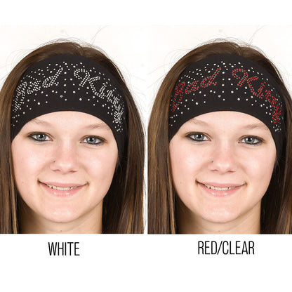 Tie-back Stretchy Rhinestone Bandana Bad Kitty Design, 2 Colors