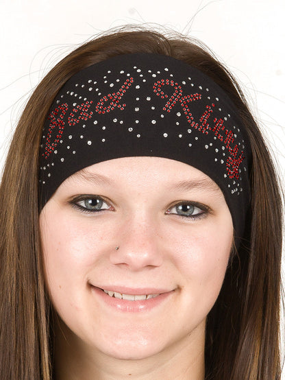 Tie-back Stretchy Rhinestone Bandana Bad Kitty Design, 2 Colors