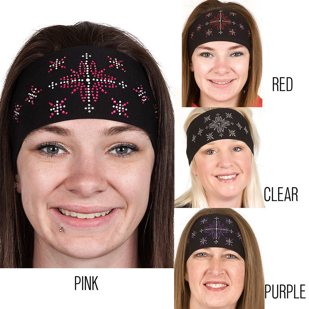 Tie-back Stretchy Rhinestone Bandana Biker Diamond Design, 4 Colors