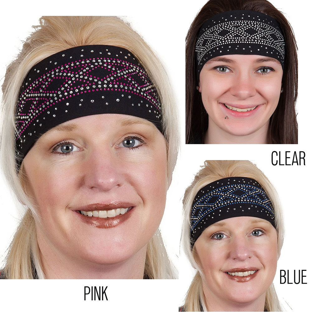 Tie-back Stretchy Rhinestone Bandana X Design, 3 Colors