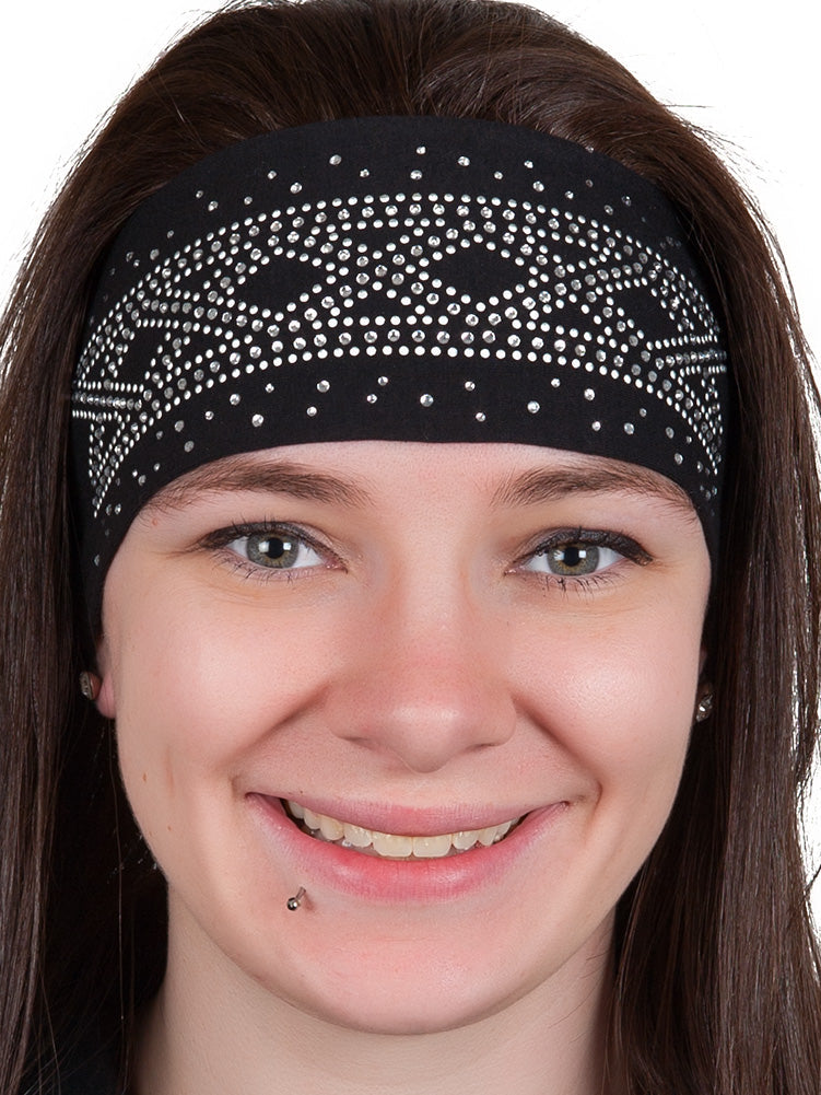 Tie-back Stretchy Rhinestone Bandana X Design, 3 Colors