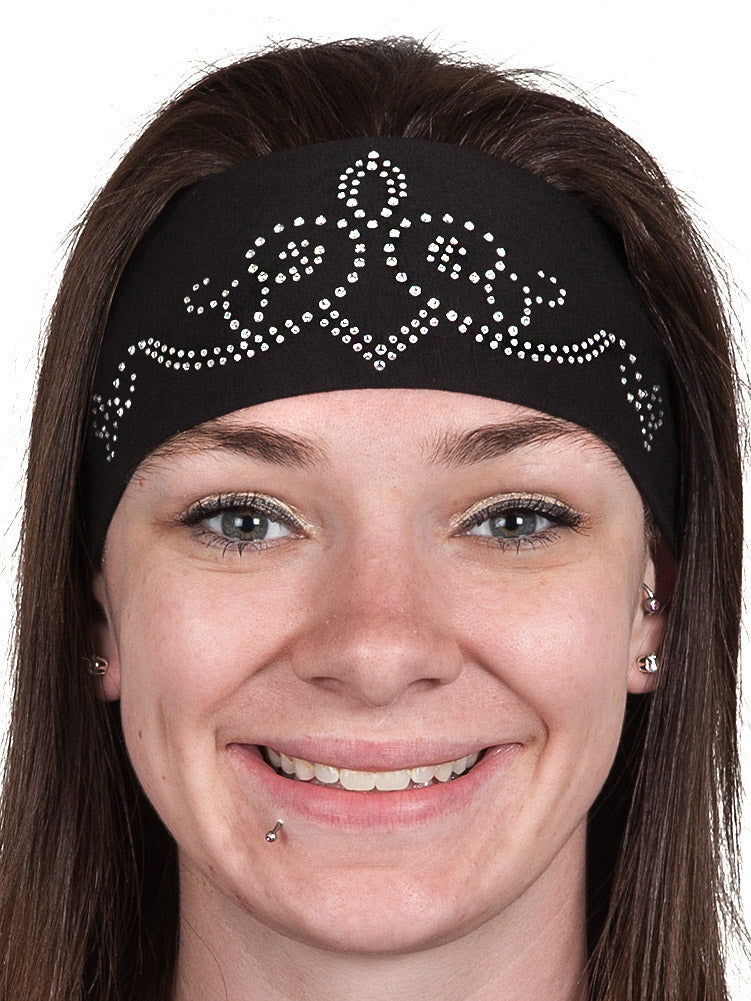 Tie-back Stretchy Rhinestone Bandana Crown Tiara Design, 3 Colors