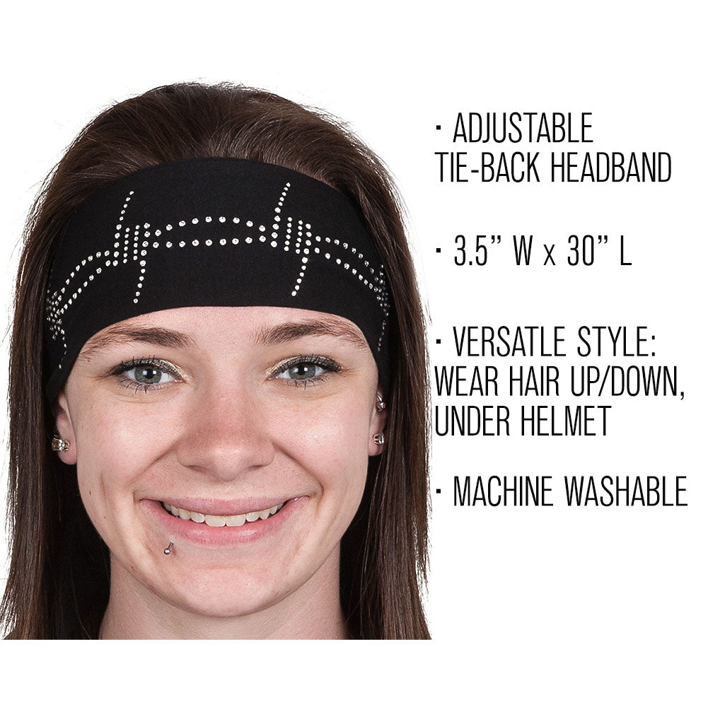 Tie-back Stretchy Rhinestone Bandana Barbwire Design, 2 Styles